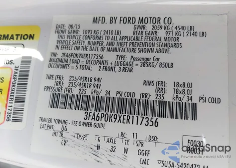 2014 Ford Fusion Titanium from USA, damaged, VIN 3FA6P0K9XER117356